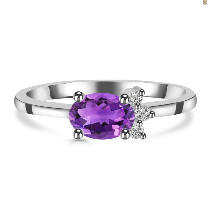 Amethyst & White Topaz Ring AMT-RDR-435.