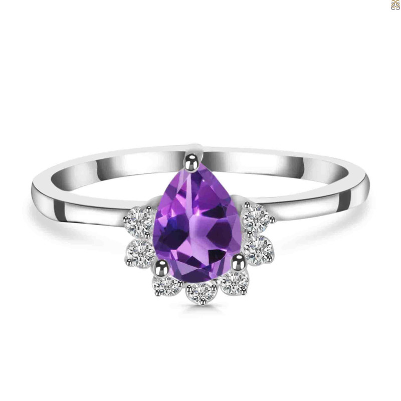 Amethyst & White Topaz Ring AMT-RDR-436.