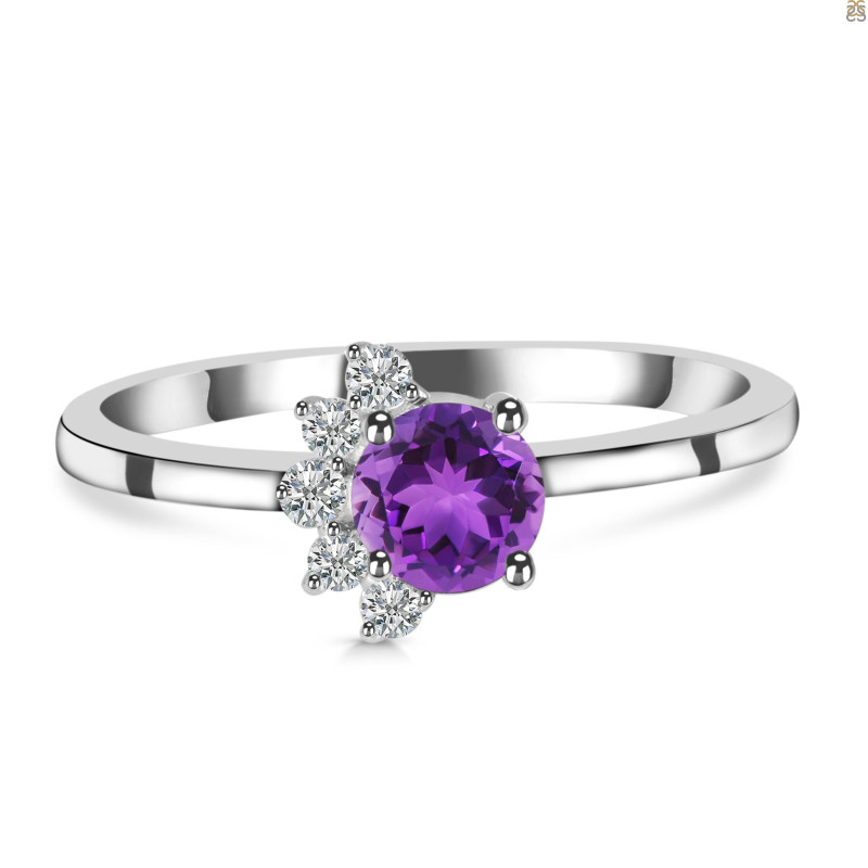 Amethyst & White Topaz Ring AMT-RDR-437.