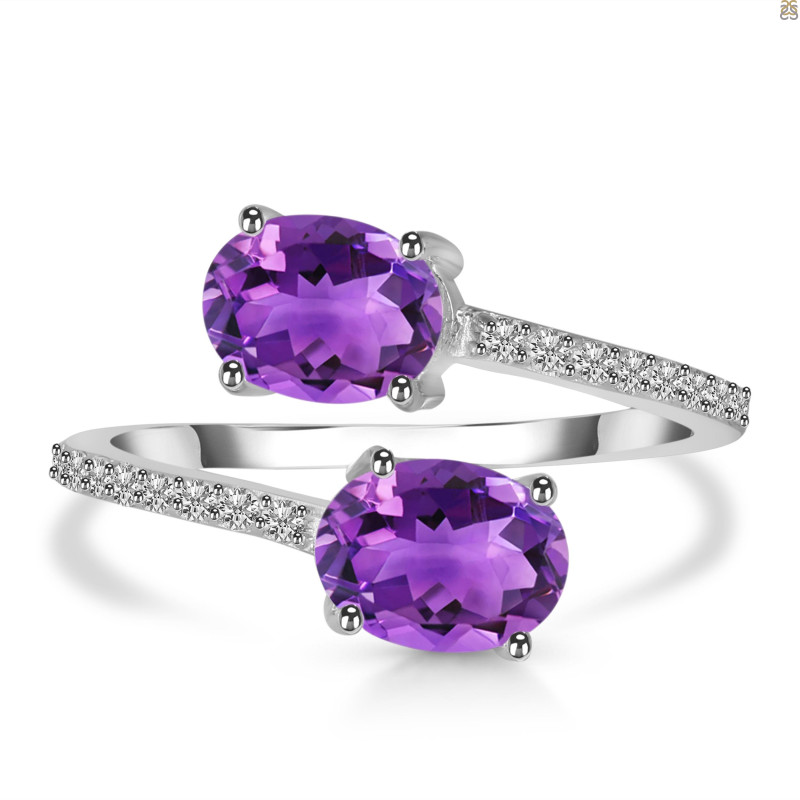 Amethyst & White Topaz Ring AMT-RDR-440.
