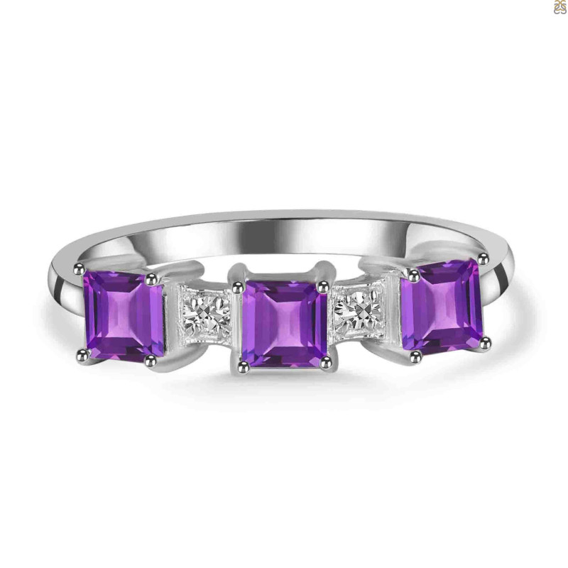 Amethyst & White Topaz Ring AMT-RDR-443.