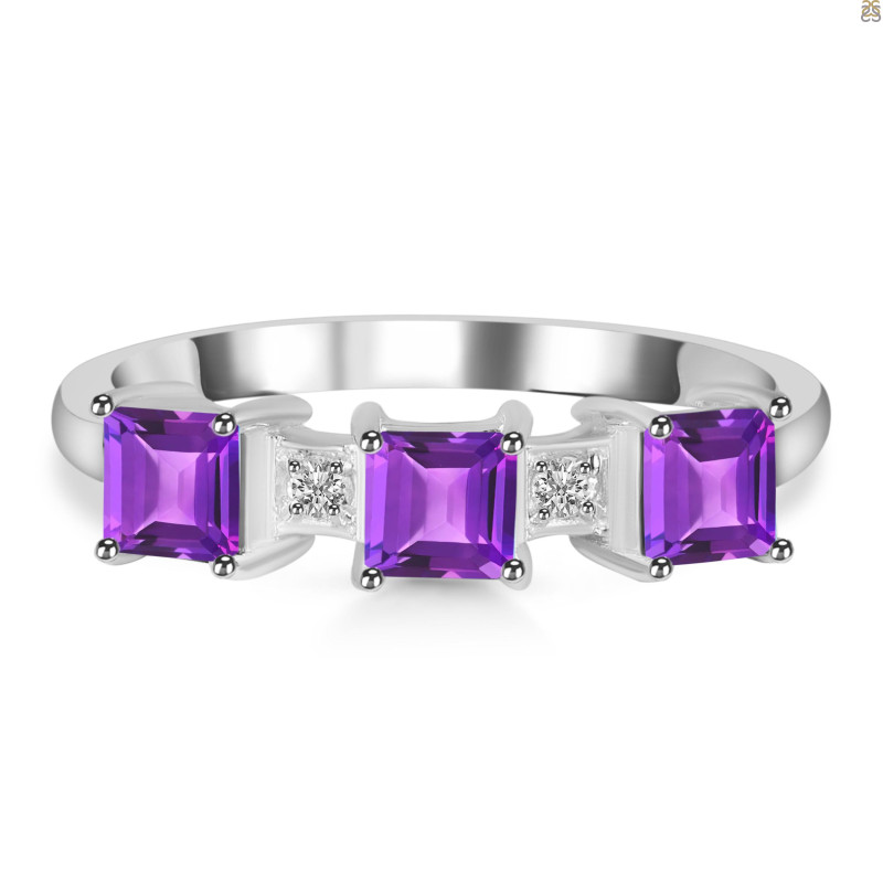 Amethyst & White Topaz Ring AMT-RDR-443.