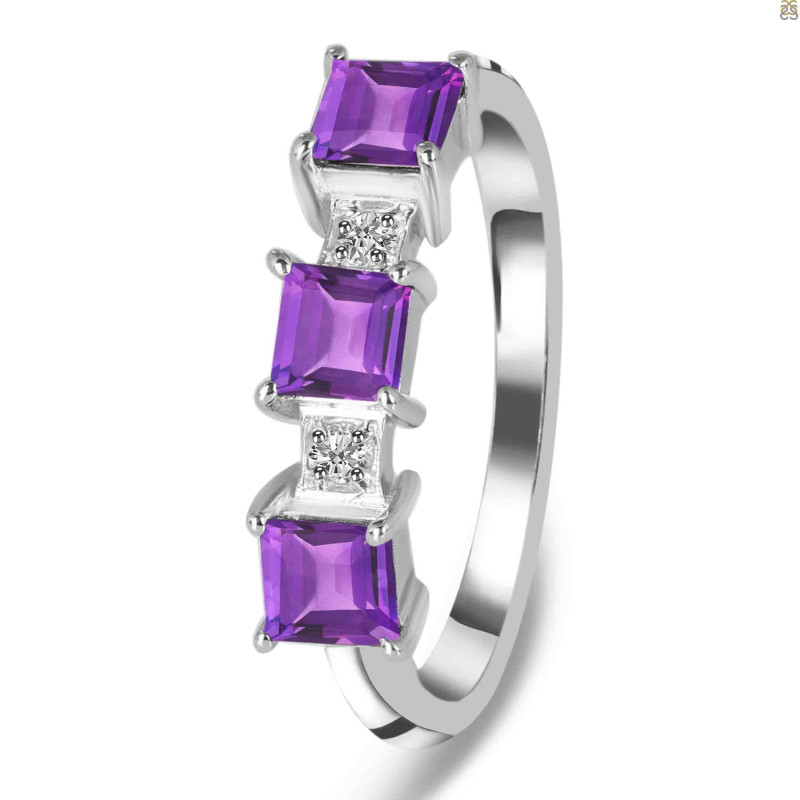 Amethyst & White Topaz Ring AMT-RDR-443.