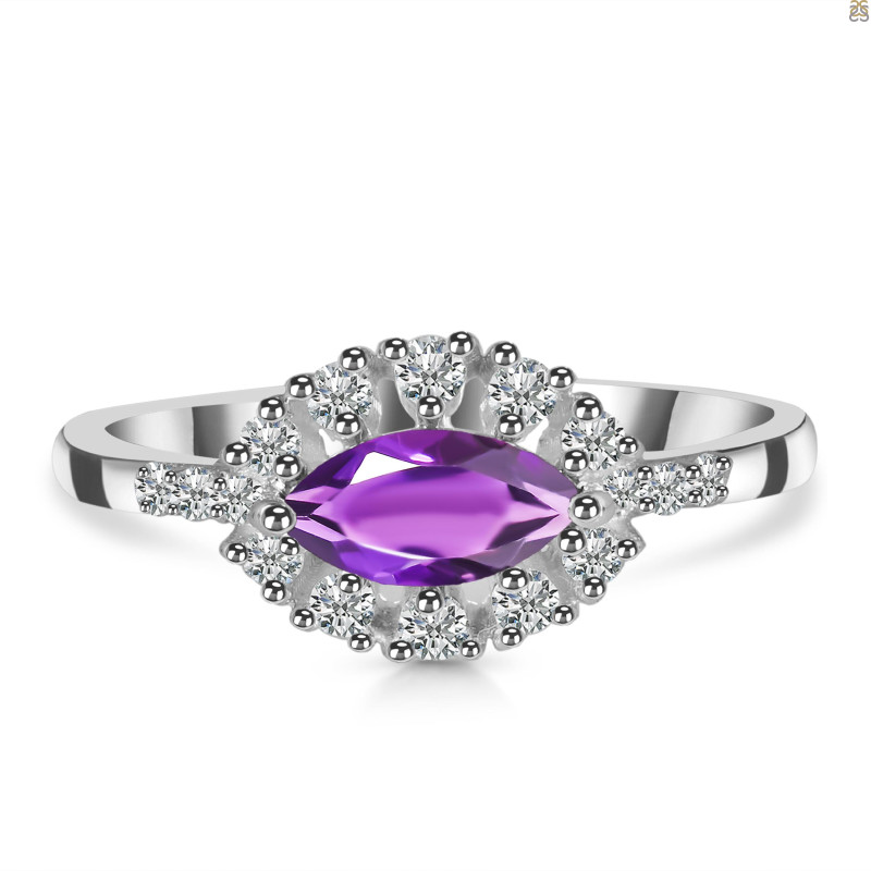 Amethyst & White Topaz Ring AMT-RDR-446.