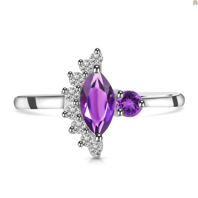 Amethyst & White Topaz Ring AMT-RDR-454.
