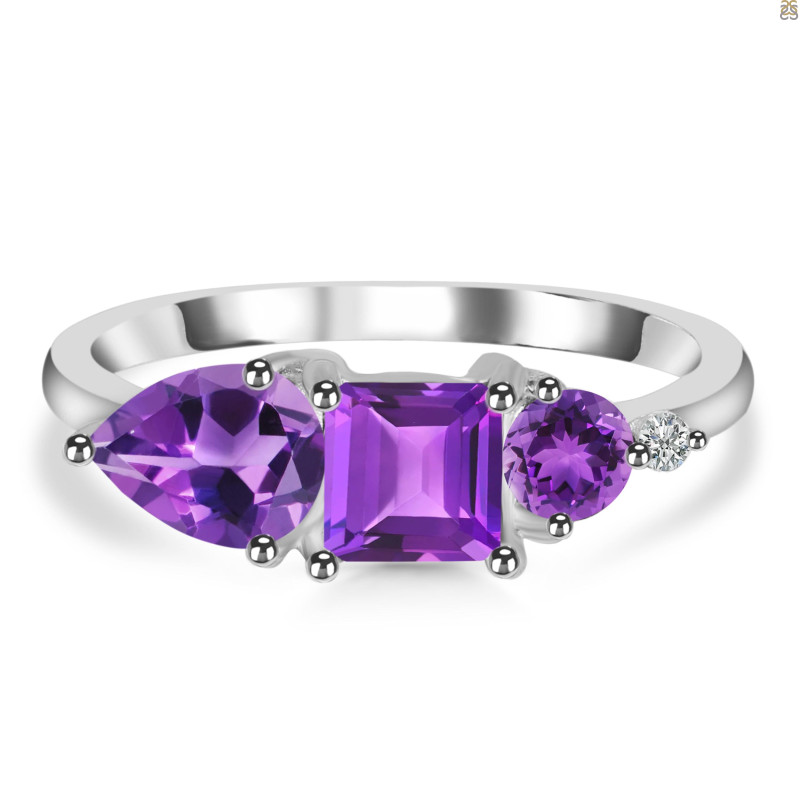 Amethyst & White Topaz Ring AMT-RDR-455.