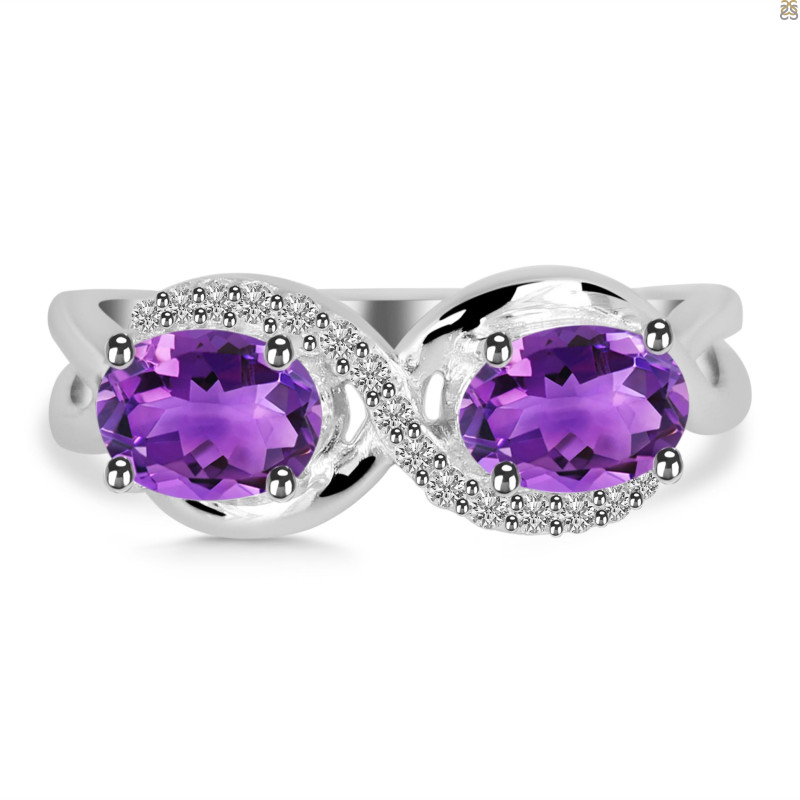 Amethyst & White Topaz Ring AMT-RDR-456.