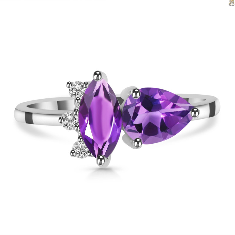 Amethyst & White Topaz Ring AMT-RDR-464.