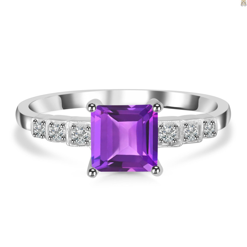 Amethyst & White Topaz Ring AMT-RDR-472.