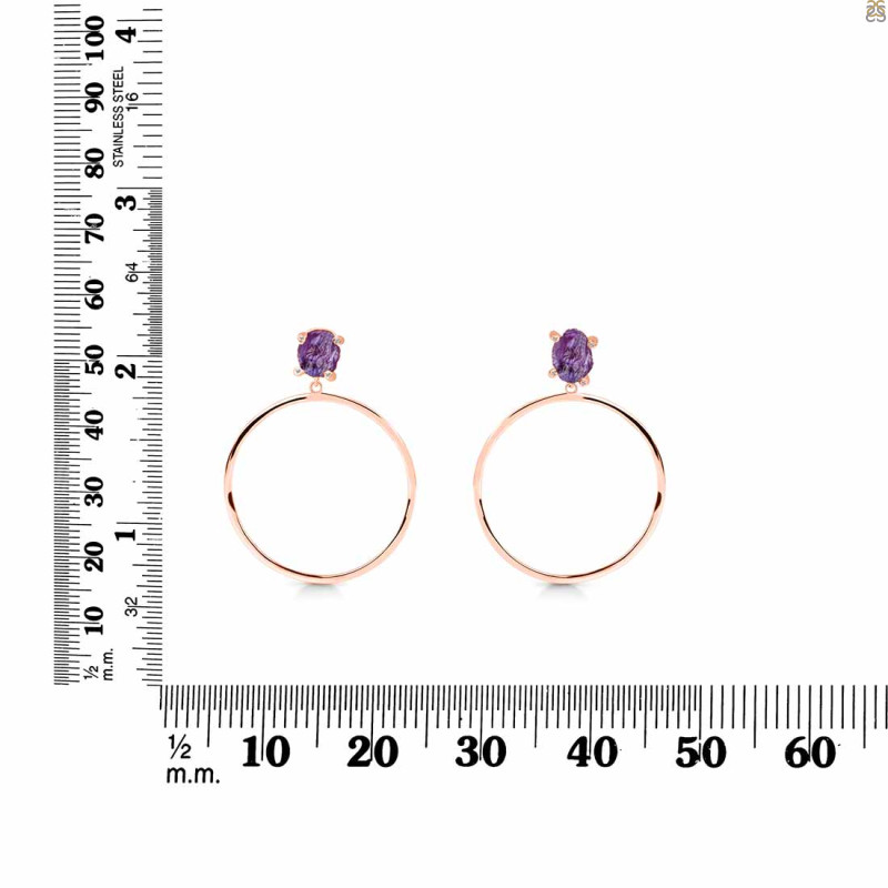 Amethyst  Raw Crystal & White Topaz Earring AMT-RE-59.