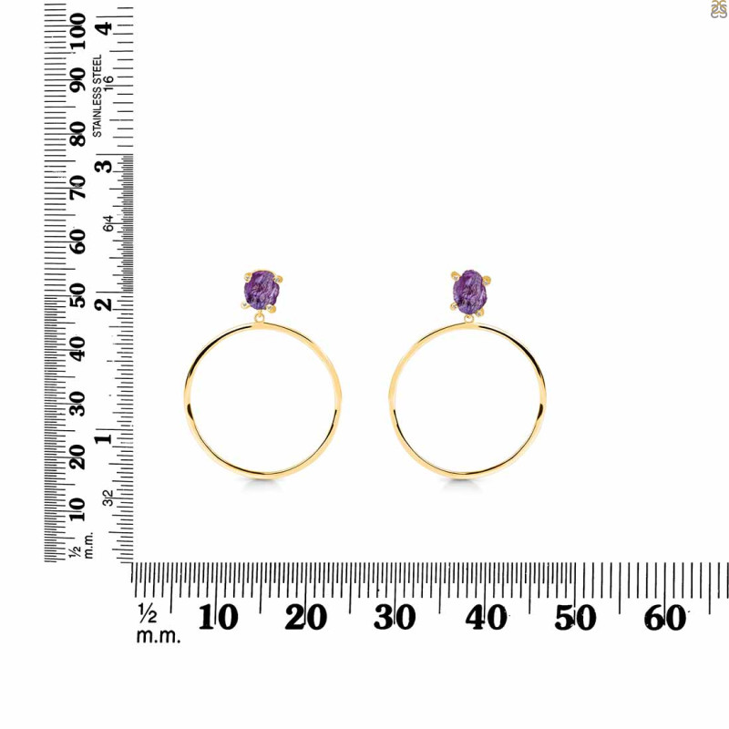 Amethyst  Raw Crystal & White Topaz Earring AMT-RE-59.