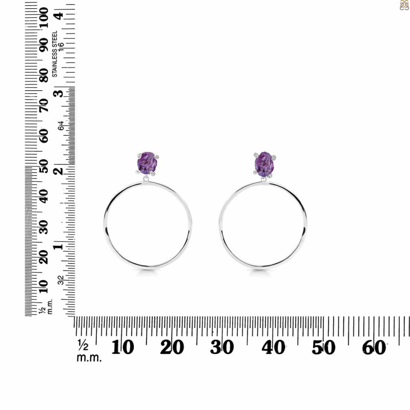 Amethyst  Raw Crystal & White Topaz Earring AMT-RE-59.