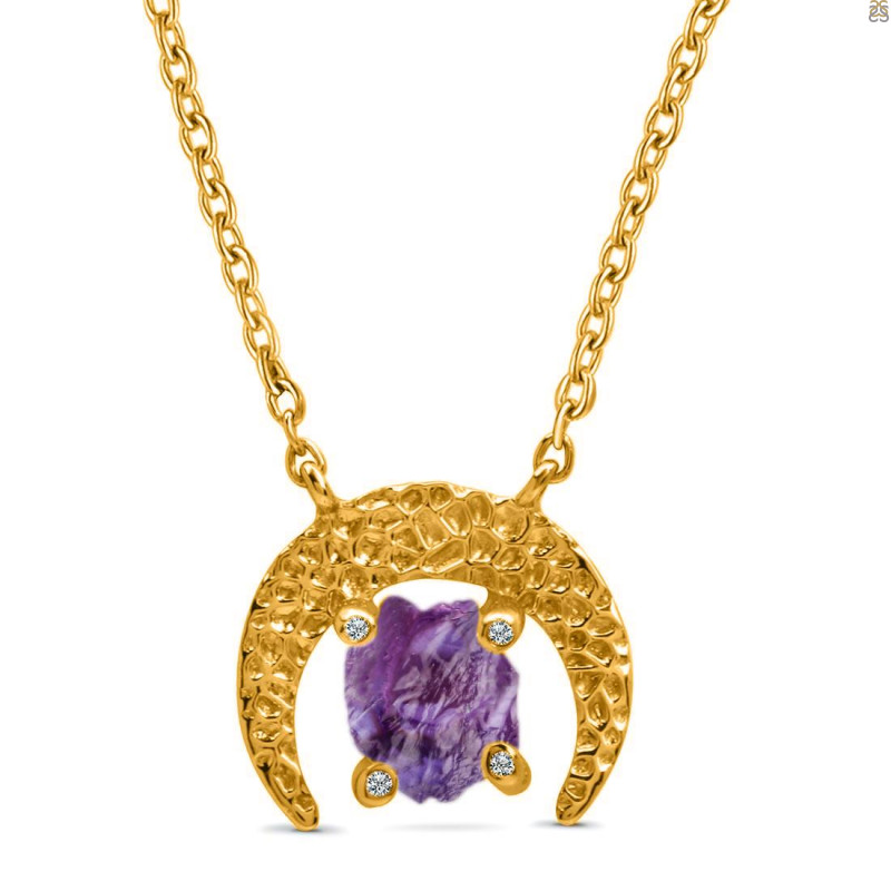 Amethyst Raw Crystal & White Topaz Necklace AMT-RN-67.