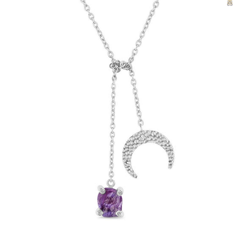 Amethyst Raw Crystal & White Topaz Necklace AMT-RN-71.