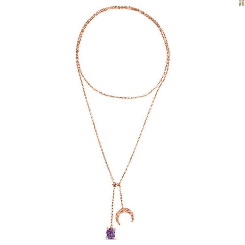 Amethyst Raw Crystal & White Topaz Necklace AMT-RN-71.