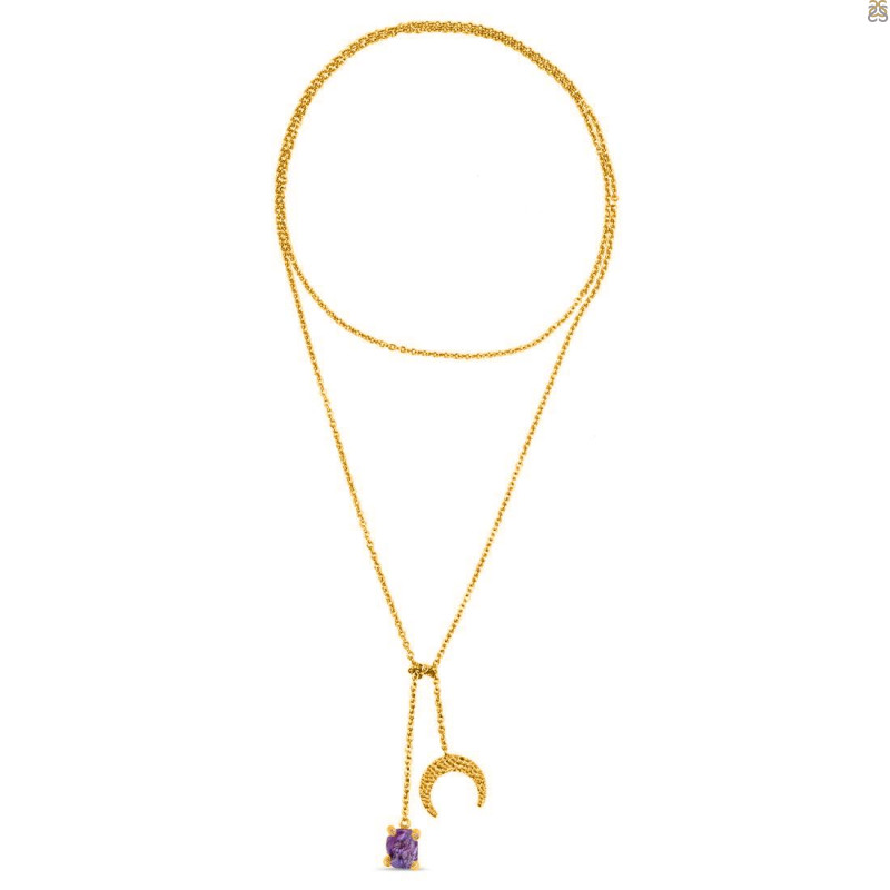 Amethyst Raw Crystal & White Topaz Necklace AMT-RN-71.