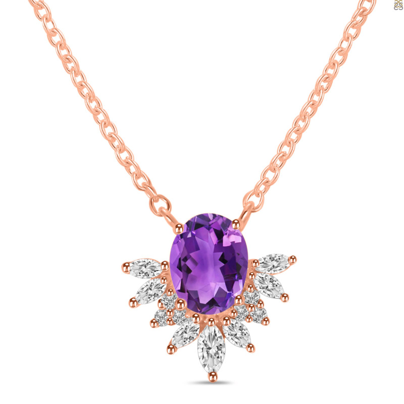 Amethyst & White Topaz Necklace AMT-RN-72.