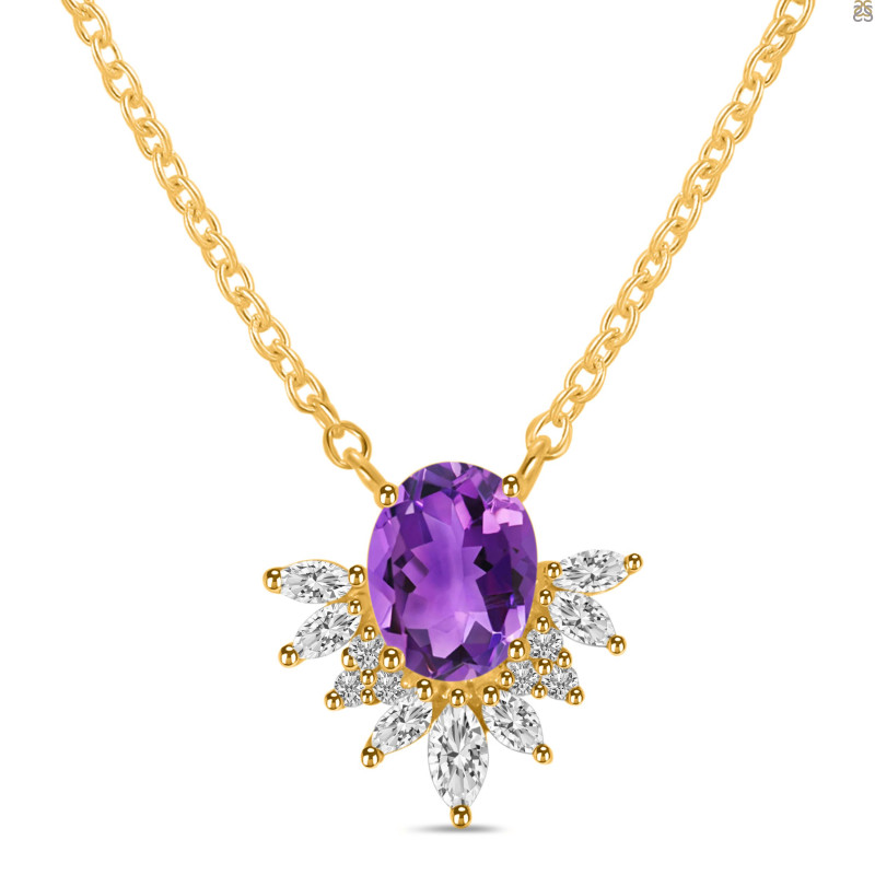 Amethyst & White Topaz Necklace AMT-RN-72.