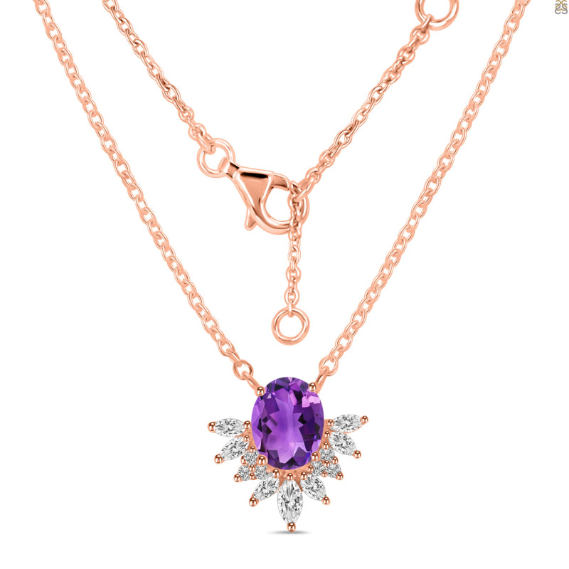 Amethyst & White Topaz Necklace AMT-RN-72.