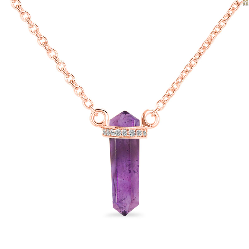 Amethyst & White Topaz Pencil Necklace AMT-RN-84.