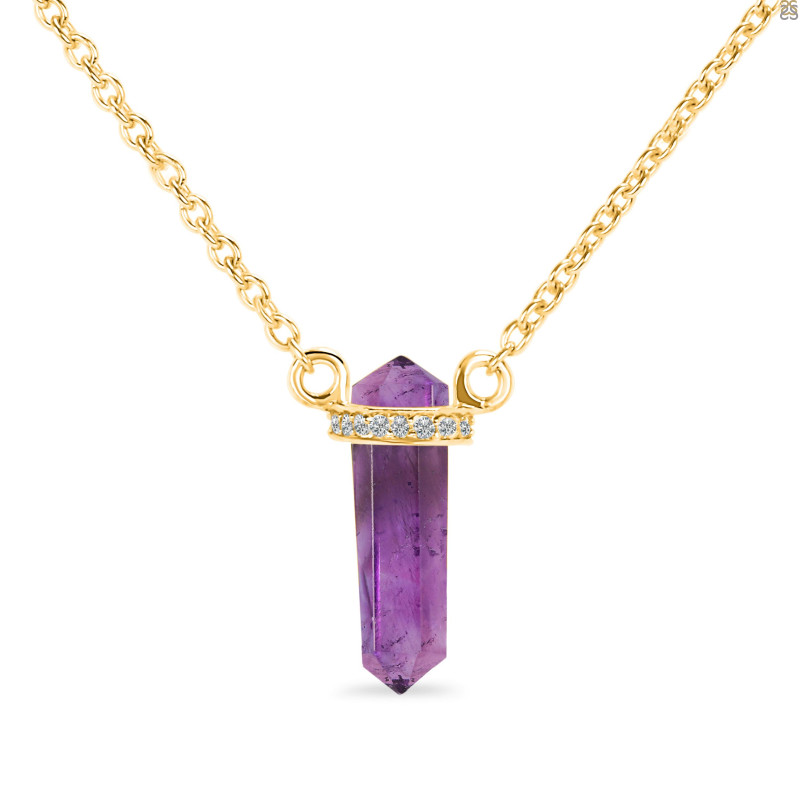 Amethyst & White Topaz Pencil Necklace AMT-RN-84.