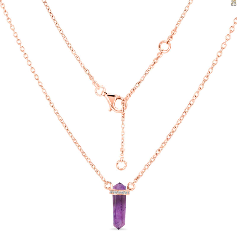 Amethyst & White Topaz Pencil Necklace AMT-RN-84.
