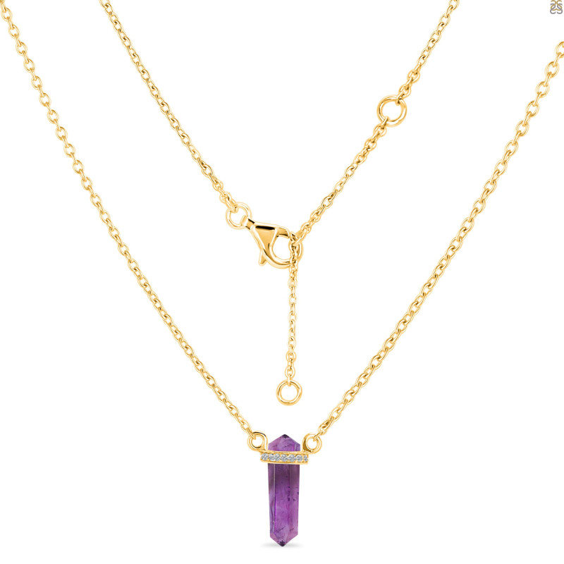 Amethyst & White Topaz Pencil Necklace AMT-RN-84.