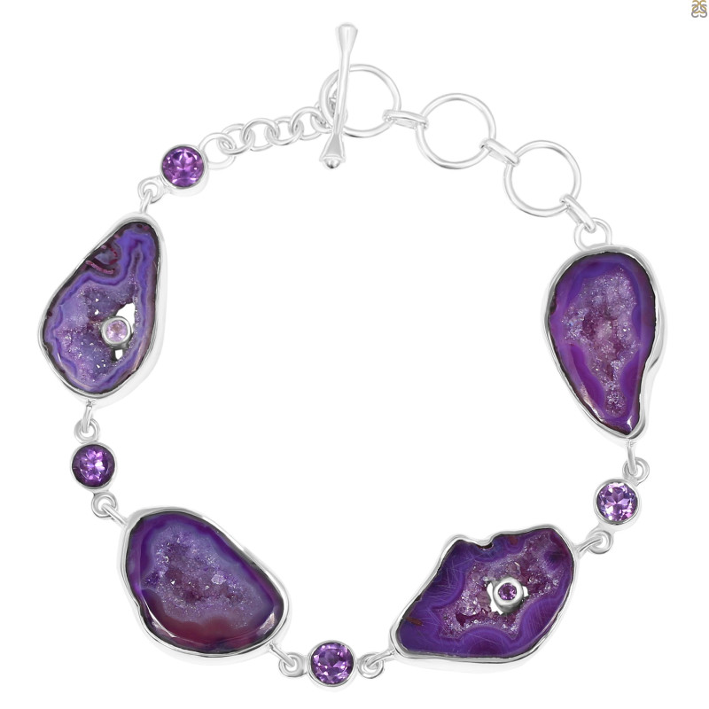 Agate (Purple)/Amethyst Bracelet-BSL APU-11-17