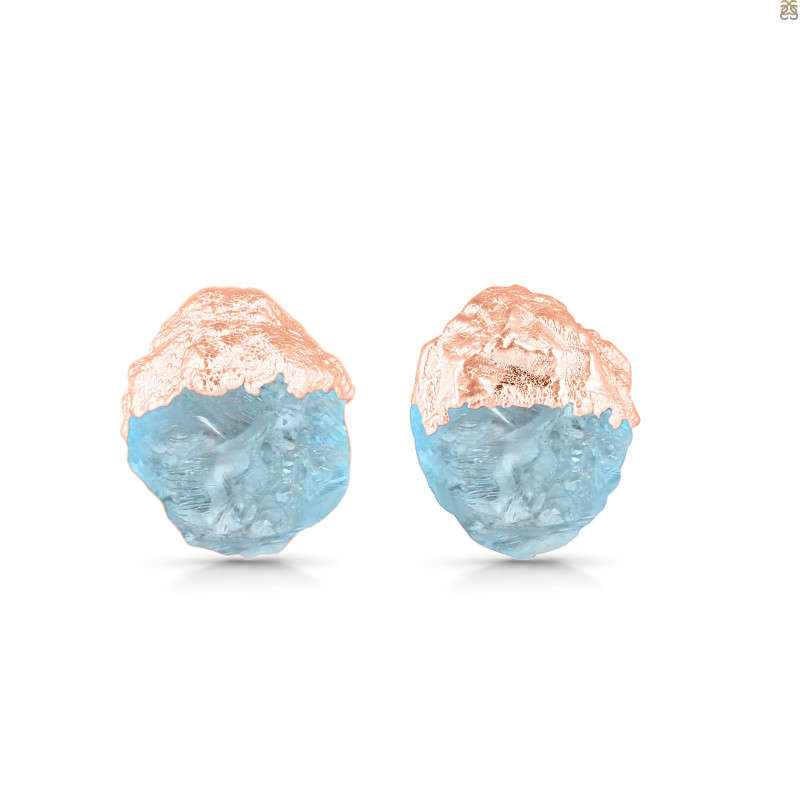 Aquamarine Raw Crystal Stud Earring AQM-RCYE-2