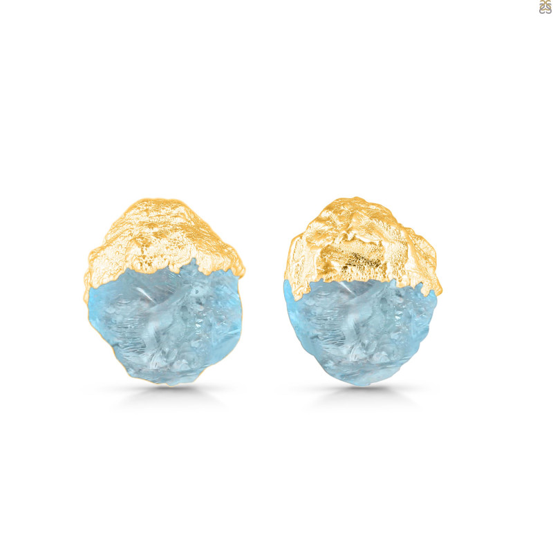 Aquamarine Raw Crystal Stud Earring AQM-RCYE-2