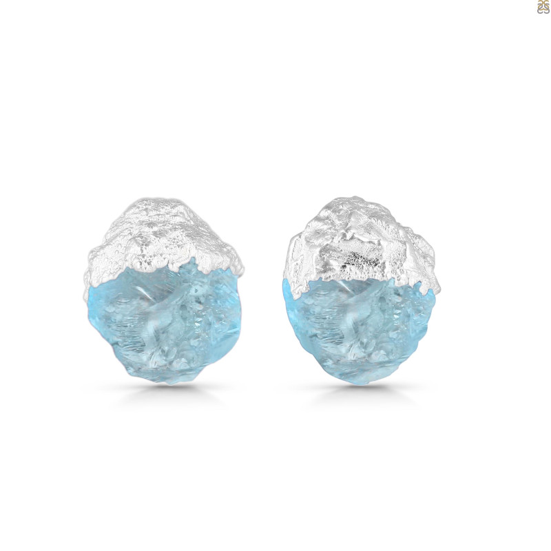 Aquamarine Raw Crystal Stud Earring AQM-RCYE-2