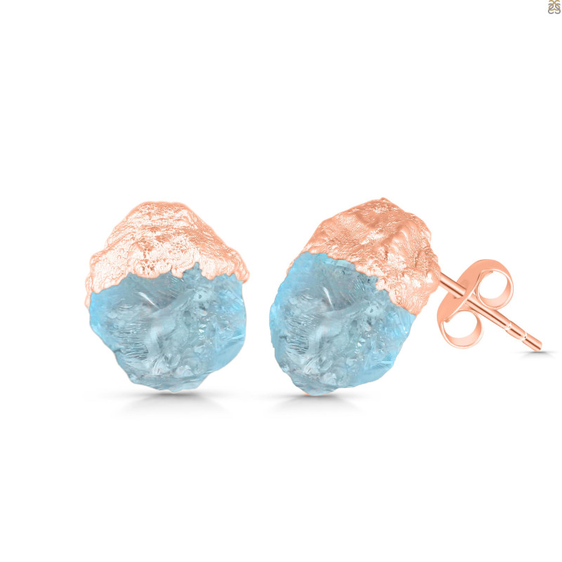 Aquamarine Raw Crystal Stud Earring AQM-RCYE-2
