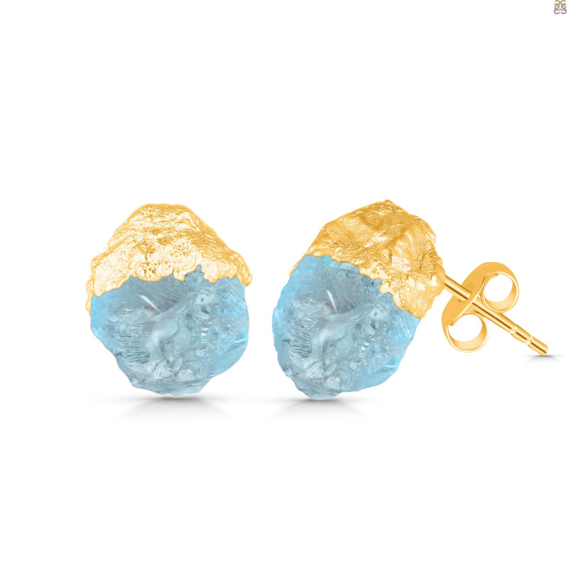 Aquamarine Raw Crystal Stud Earring AQM-RCYE-2