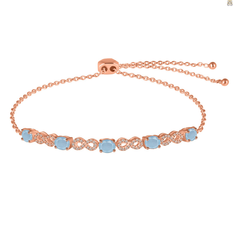 Aquamarine & White Topaz Bracelet With Adjustable Camera Lock AQM-RDB-126.
