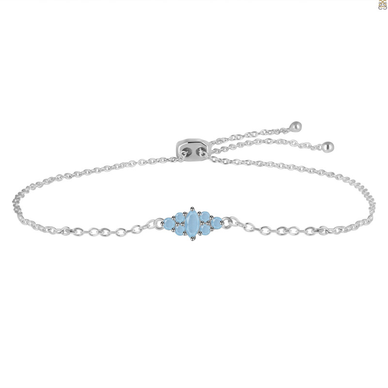 Aquamarine Bracelet With Adjustable Camera Lock AQM-RDB-142.