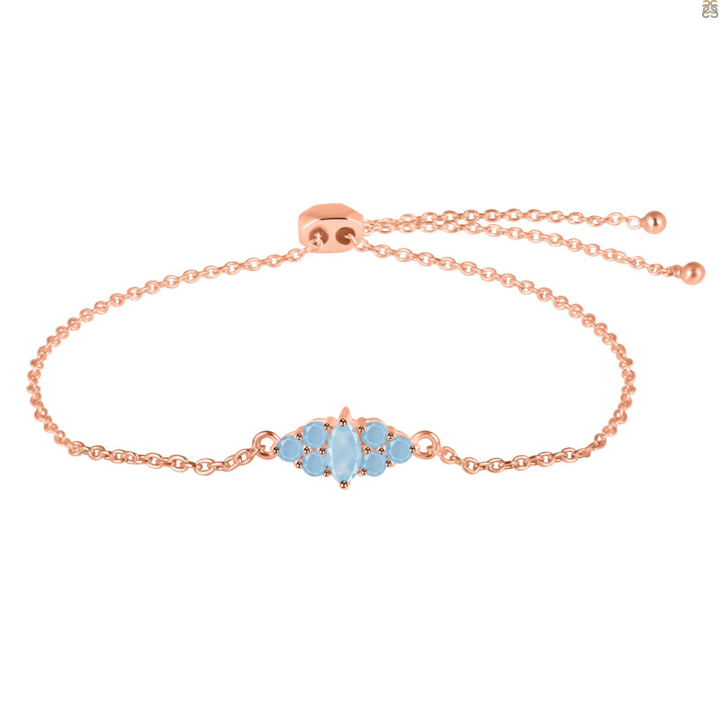 Aquamarine Bracelet With Adjustable Camera Lock AQM-RDB-142.