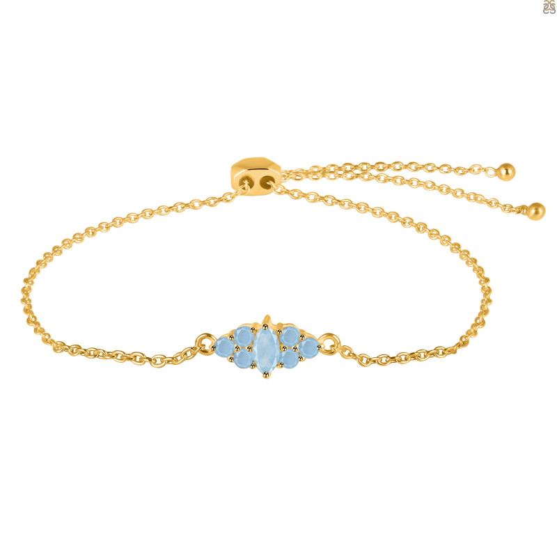 Aquamarine Bracelet With Adjustable Camera Lock AQM-RDB-142.