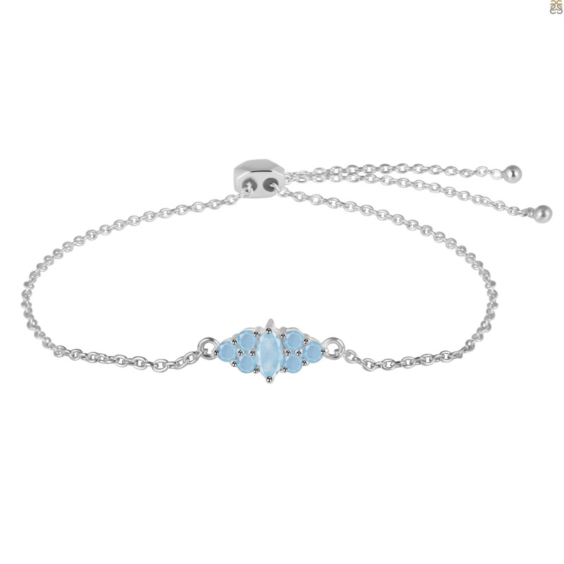 Aquamarine Bracelet With Adjustable Camera Lock AQM-RDB-142.