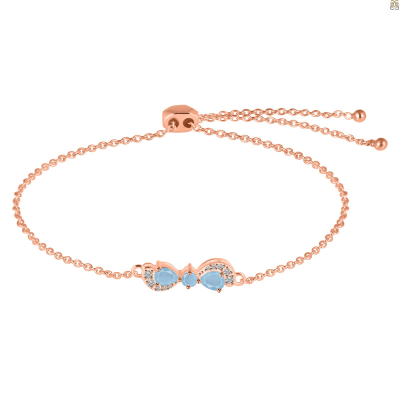 Aquamarine & White Topaz Bracelet With Adjustable Camera Lock AQM-RDB-145.
