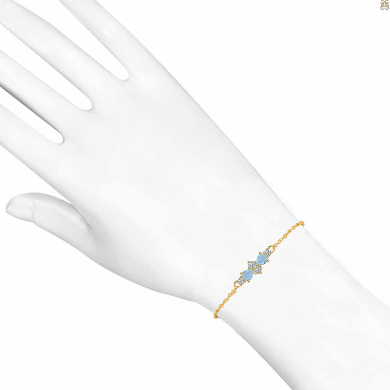 Aquamarine & White Topaz Bracelet With Adjustable Camera Lock AQM-RDB-146.