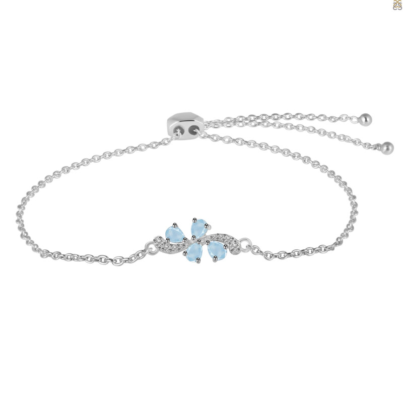 Aquamarine Bracelet With Adjustable Camera Lock AQM-RDB-148.