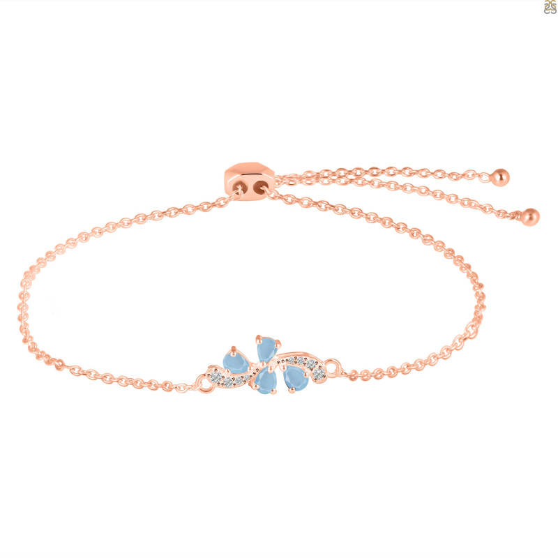 Aquamarine Bracelet With Adjustable Camera Lock AQM-RDB-148.