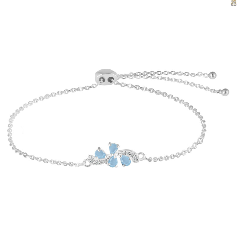 Aquamarine Bracelet With Adjustable Camera Lock AQM-RDB-148.