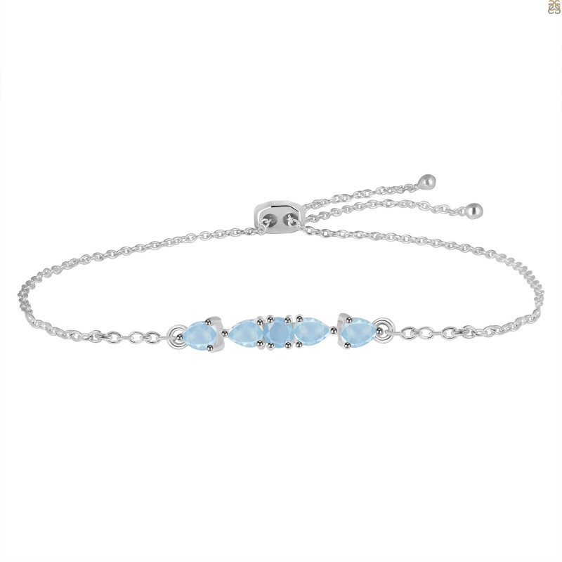 Aquamarine Bracelet With Adjustable Camera Lock AQM-RDB-150.