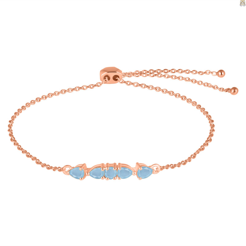 Aquamarine Bracelet With Adjustable Camera Lock AQM-RDB-150.