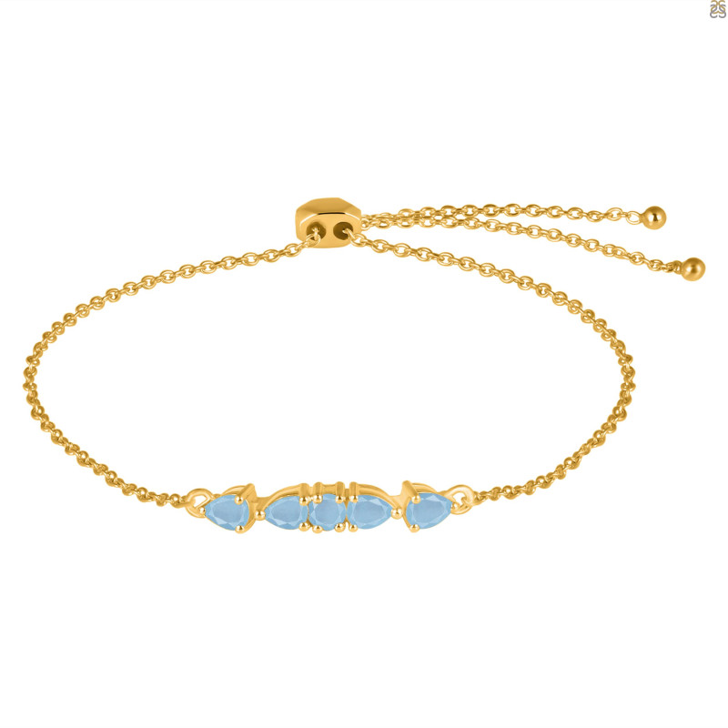 Aquamarine Bracelet With Adjustable Camera Lock AQM-RDB-150.