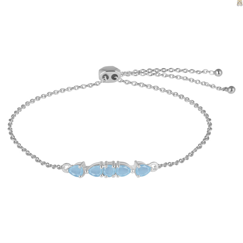 Aquamarine Bracelet With Adjustable Camera Lock AQM-RDB-150.