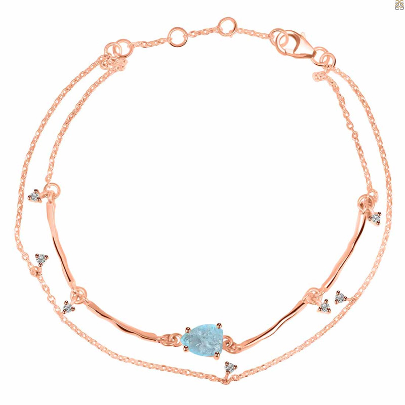 Aquamarine  Raw Crystal & White Topaz Bracelet AQM-RDB-168.