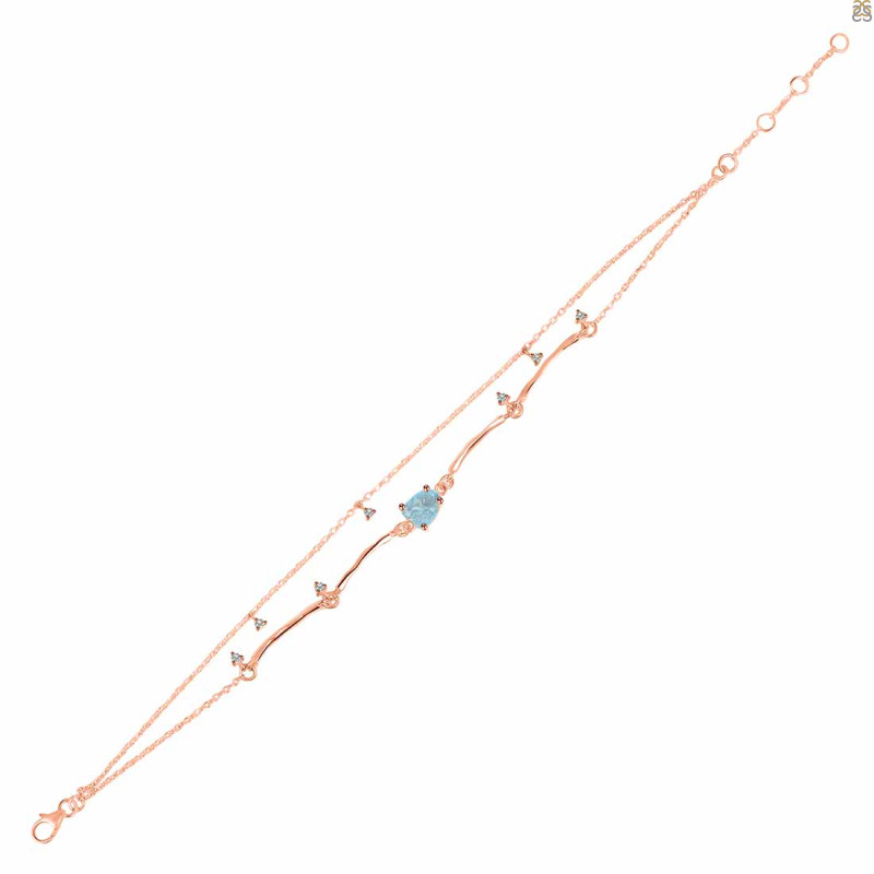 Aquamarine  Raw Crystal & White Topaz Bracelet AQM-RDB-168.
