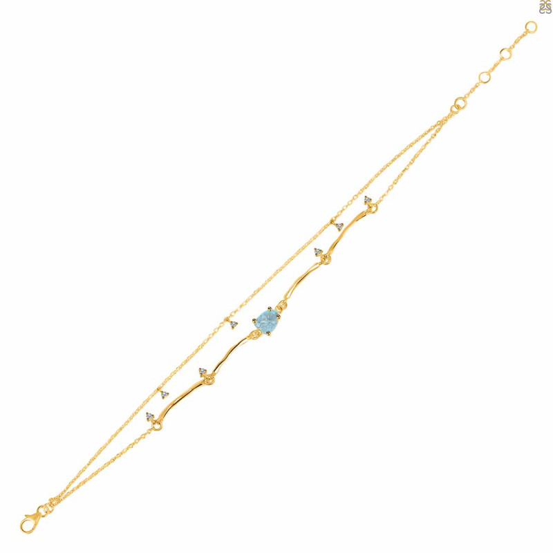 Aquamarine  Raw Crystal & White Topaz Bracelet AQM-RDB-168.
